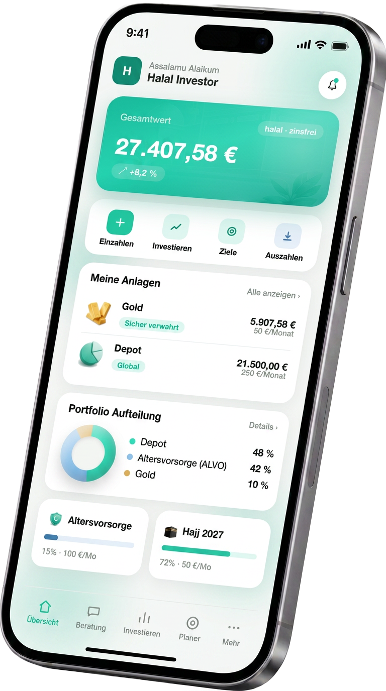 Halal Invest App auf dem iPhone